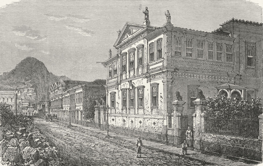 BRAZIL. House, suburbs of Rio De Janeiro 1880 old antique print picture